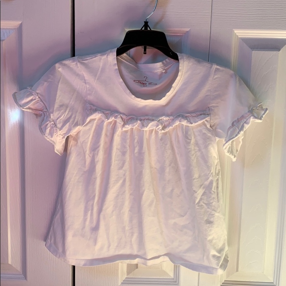 White ruffle tee